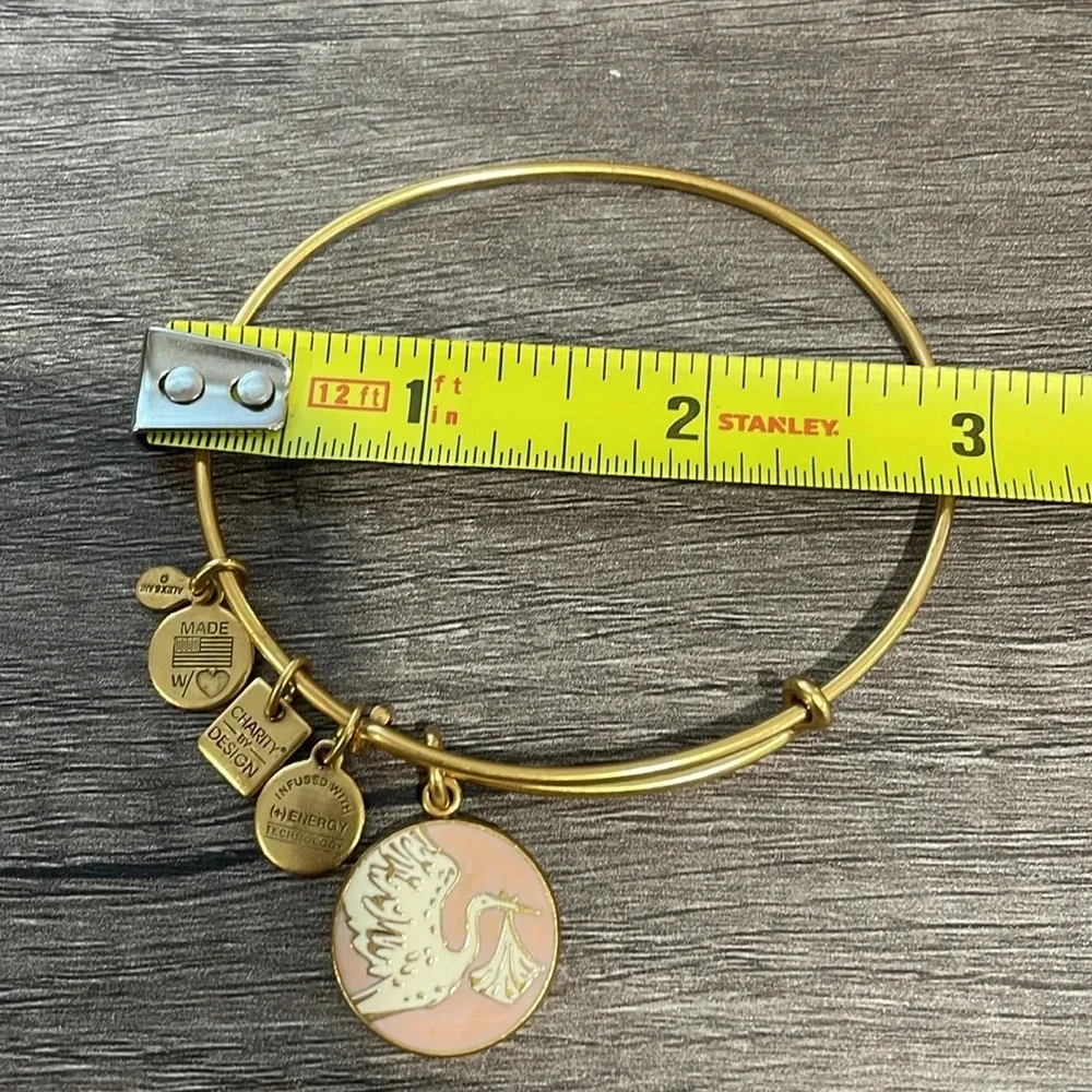 Exclusive Authentic Charity Alex and Ani Pink Stork Bangle Adjustable Bracelet